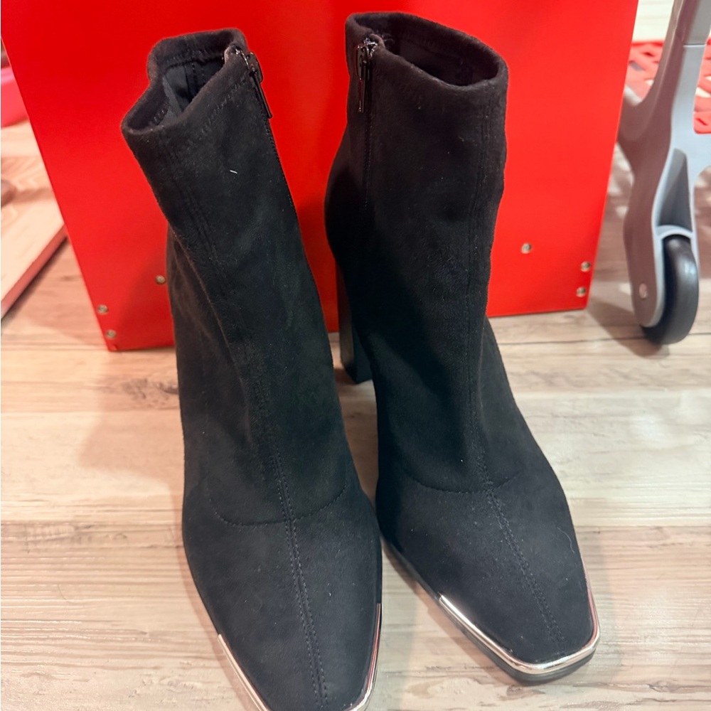 BCBGeneration Black Heeled Boots with Silver Accents